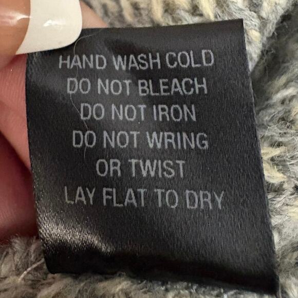 Cotton Emporium Cropped Waterfall Sweater L Cardigan NEW Gray Tan Acrylic Boho - Picture 10 of 11